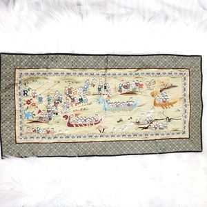 Vtg Chinese EMBROIDERY Silk HUNDRED BOYS wall art
